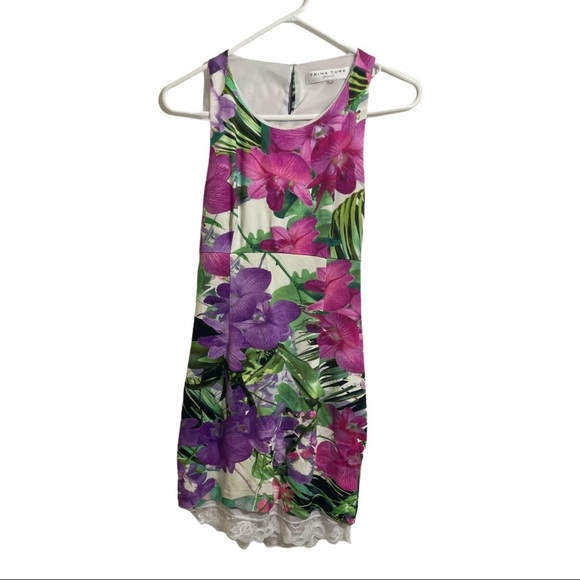 Tina Turk floral keyhole back lacy slip on dress size 2 - Picture 12 of 13